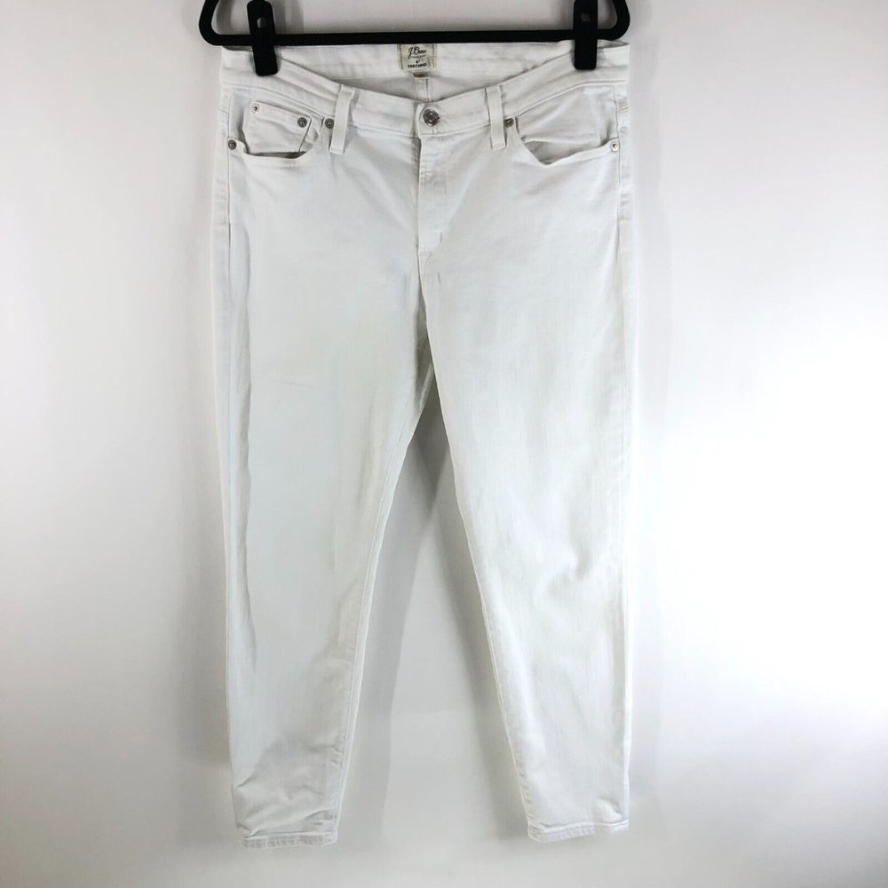 J Crew Womens Jeans 8" Toothpick Ankle Crop Stretch White 31